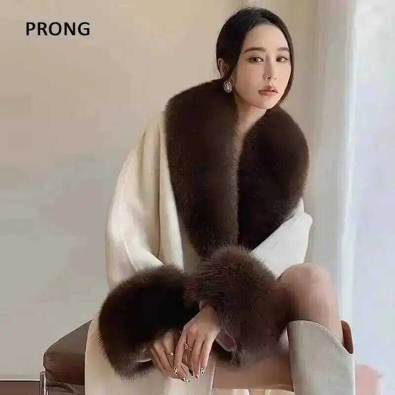 Shawl Wrap Winter - 100% gerçek tilki kürk yaka kış